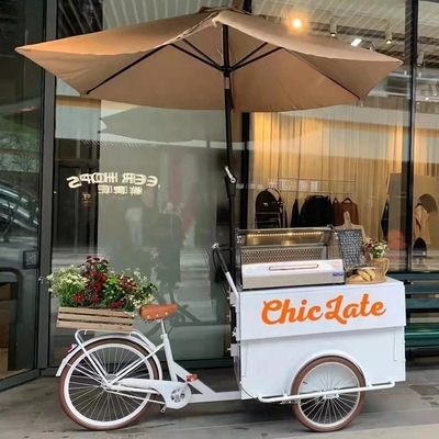 Eiscreme Roll Food Push Cart Bike mit Gefrierschrank 70kg 220*87*240cmcm