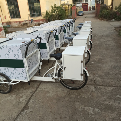 Vorkorb und Arbeitstisch Elektrofahrrad-Fahrzeug für den mobilen Transport von Lebensmitteln
