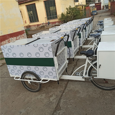 Vorkorb und Arbeitstisch Elektrofahrrad-Fahrzeug für den mobilen Transport von Lebensmitteln