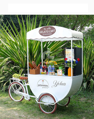 Außen 3 Räder Kaffeekiosk Lebensmittelkarren Eiscreme Frachtsaft Kaffeekorb Fahrradkiosk