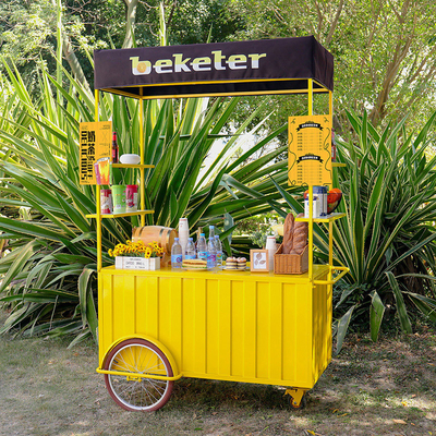 Hand-Push Street Fast-Food-Wagen mit Sojabohnen-Rohstoff und Eiscreme