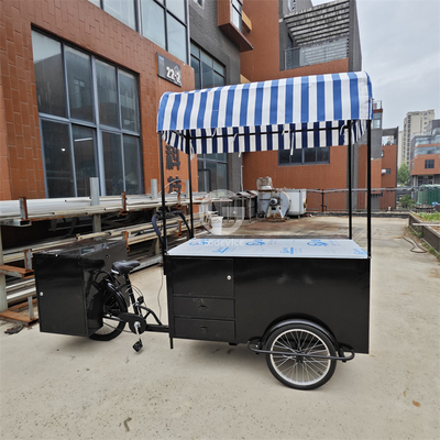 Restaurant Schönes Design Dekorationsbildschirm 110*70cm Dreirad-Essenwagen mit Regenschirm