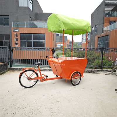 Mobiler Dreirad-Lebensmittelwagen Multifunktionaler Straßenradwagen mit Schirm
