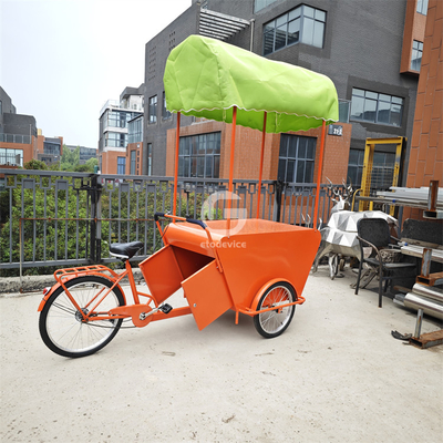 Mobiler Dreirad-Lebensmittelwagen Multifunktionaler Straßenradwagen mit Schirm