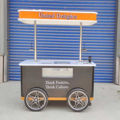 Elektro-Gelato-Push-Lebensmittel-Hand-Push-Kühl-Keks-Strand-Frischkühlschrank Eiskarren