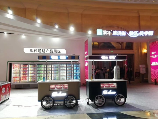 Gelato-Wagen mit Gehäuse für mobile Eiscreme mit Rädern zum Verkauf