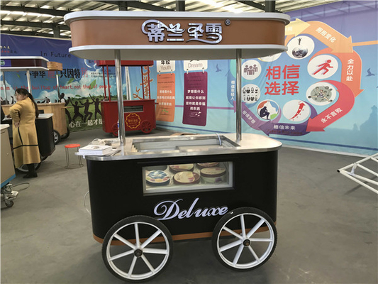 Gelato-Wagen mit Gehäuse für mobile Eiscreme mit Rädern zum Verkauf