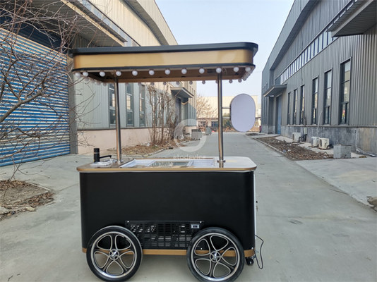 2024 neuer Typ Mobiler italienischer Eis-Handschubwagen mit Kühlschrank Gelato-Standwagen