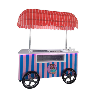 Mobiler italienischer Eiscreme-Handschubwagen mit Kühlschrank Gelato-Standwagen