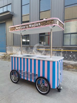 Mobiler italienischer Eiscreme-Handschubwagen mit Kühlschrank Gelato-Standwagen