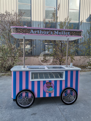 Mobiler italienischer Eiscreme-Handschubwagen mit Kühlschrank Gelato-Standwagen