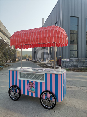 Mobiler italienischer Eiscreme-Handschubwagen mit Kühlschrank Gelato-Standwagen