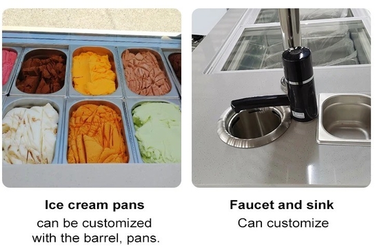Mobiler italienischer Eiscreme-Handschubwagen mit Kühlschrank Gelato-Standwagen