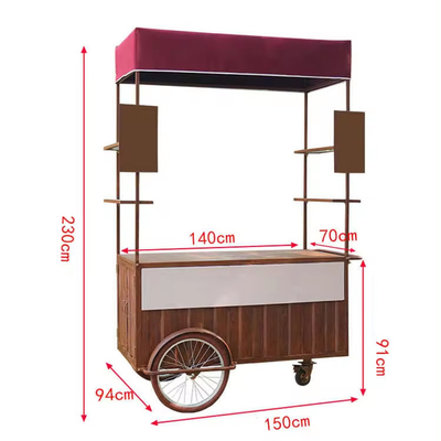 Hand-Push-Kaffee-Fahrrad Neues Design Dreiradkarren für Mobilcafé