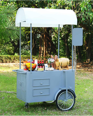 Hand-Push-Wagen für Street Food 3-Räder-Cargo-Wagen mit Lagerkiste für Verkaufswerbung