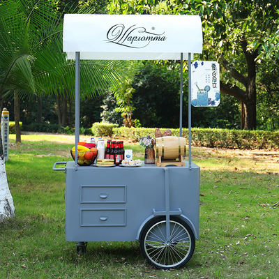 Hand-Push-Wagen für Street Food 3-Räder-Cargo-Wagen mit Lagerkiste für Verkaufswerbung