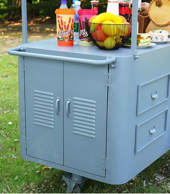 Tragbare Snack-Food-Handschub-Wagen Straßenverkäufer Lebensmittel Lieferrad mit Display-Friezer