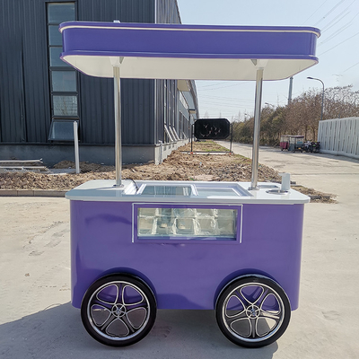 Mobiler italienischer Eiscreme-Handtriebwagen Fahrrad mit Display-Eisfrierschrank Gelato-Standwagen mit Rädern