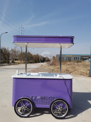Mobiler italienischer Eiscreme-Handtriebwagen Fahrrad mit Display-Eisfrierschrank Gelato-Standwagen mit Rädern
