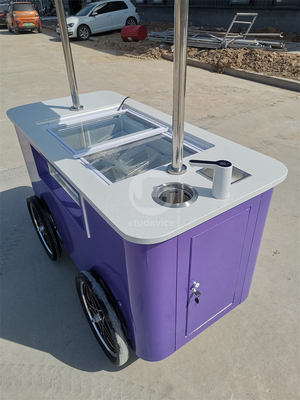 Mobiler italienischer Eiscreme-Handtriebwagen Fahrrad mit Display-Eisfrierschrank Gelato-Standwagen mit Rädern