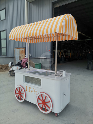 Eiscreme Hand-Push-Wagen für Gelato Popsicle Verkauf Straßen Einkaufszentrum Verkaufskorb