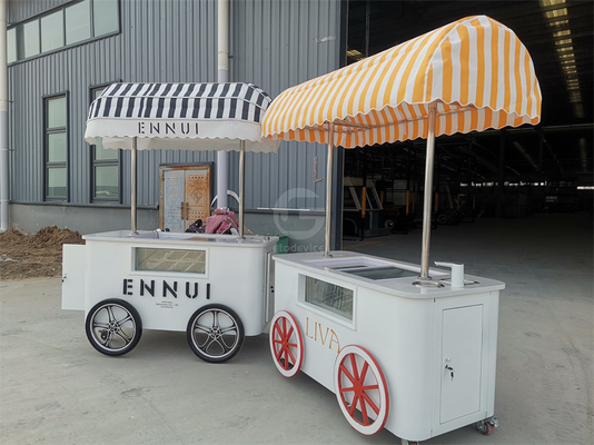 Beach-Eis-Vending-Wagen Eiscreme-Wagen mit Kühlschrank-Display-Vitrine