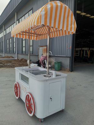 Gelato Eiscreme Pop Cart Handschubwagen mit Regenschirm