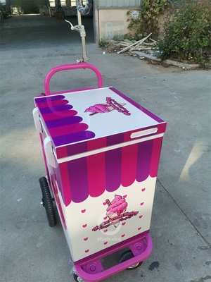 Individuelle Eiscreme Push-Wagen Eiscreme-Wagen mobiler Lebensmittelwagen mit Regenschirm