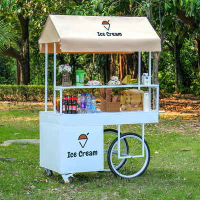 200w Outdoor Eiscreme Kaffee Push Cart 1200x600x2200mm individuell angepasst