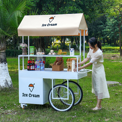 200w Outdoor Eiscreme Kaffee Push Cart 1200x600x2200mm individuell angepasst
