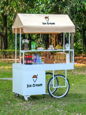 200w Outdoor Eiscreme Kaffee Push Cart 1200x600x2200mm individuell angepasst