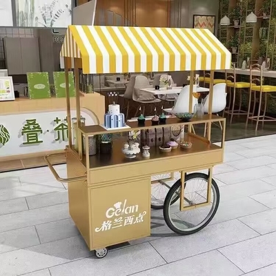 200w Outdoor Eiscreme Kaffee Push Cart 1200x600x2200mm individuell angepasst