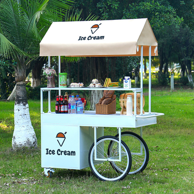 200w Outdoor Eiscreme Kaffee Push Cart 1200x600x2200mm individuell angepasst