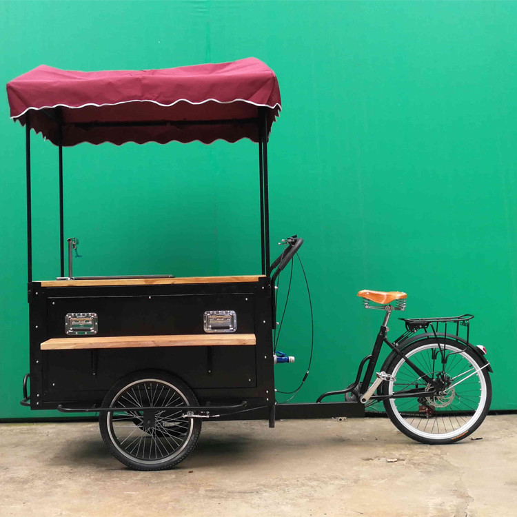 Kaffeekutschenanhänger aus Edelstahl für Outdoor-Fahrräder und Street Vending-Dreiräder