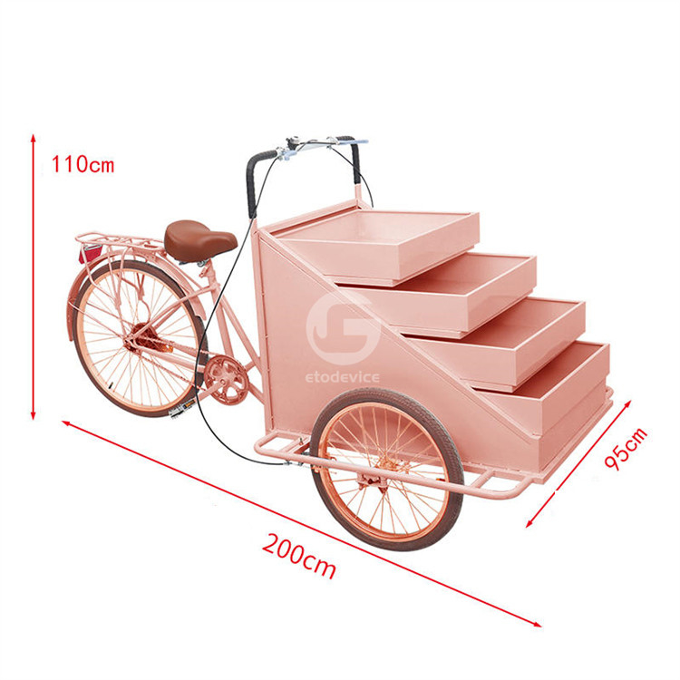Kompaktes Design Fahrrad Lebensmittelkorb für mobile Outdoor Kaffee Desserts Gelato und Eiscreme