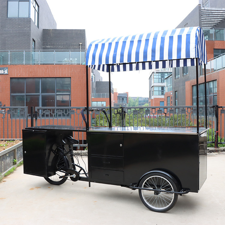 Restaurant Schönes Design Dekorationsbildschirm 110*70cm Dreirad-Essenwagen mit Regenschirm
