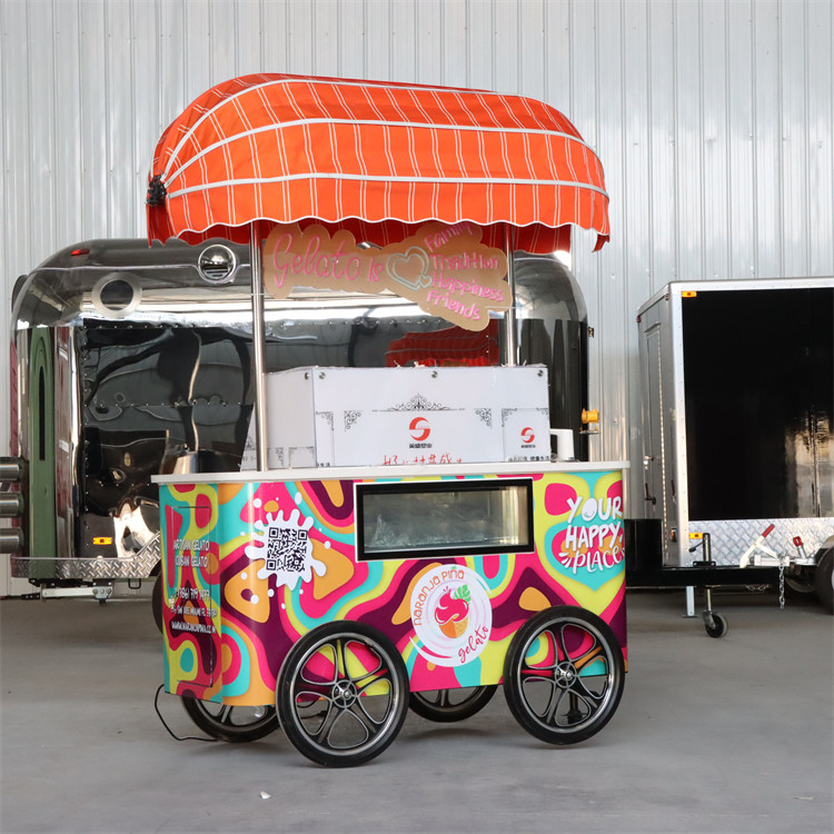 2023 Neues Design Kaffee Dreirad Fahrrad Lebensmittelkarre für mobiles Geschäft Eiscreme Karre Gelato Fahrrad